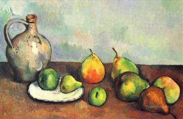 Paul Cezanne Painting - Still life pitcher and fruit Paul Cezanne